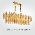 Modern Luxury Metal Amber Glass Pendant Lights Gray Chain Lighting Fixture