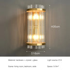 Modern Gold LED Crystal Wall Lamp Living Room Foyer Luxury Sconce