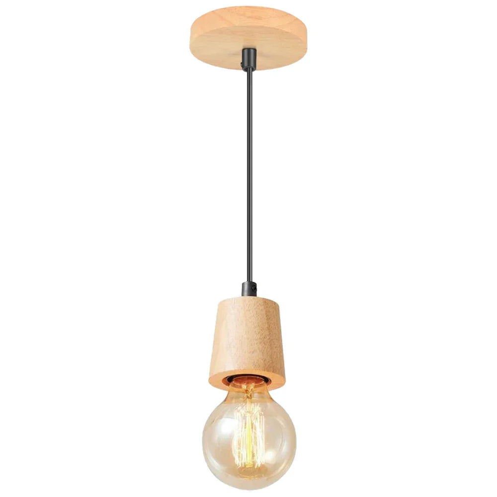 Nordic LED Pendant Light Iron Wooden Minimalist Ceiling Hanging Lamp