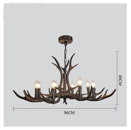 Antler Chandelier: Retro Resin Pendant Lamp for Living Room, Modern Rustic Lighting