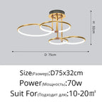 Modern Rings Chandelier for Living Room Dining Bedroom Ceiling Lamp