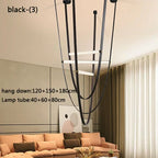 Nordic Restaurant Living Room LED Chandelier: Simple, Elegant Duplex Staircase Hall Design