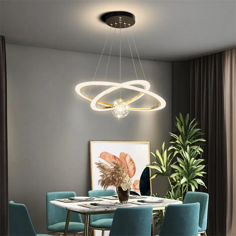 Circle Ring Pendant Light Chandelier Modern Living Room Bedroom Lamps Ceiling Luminaire