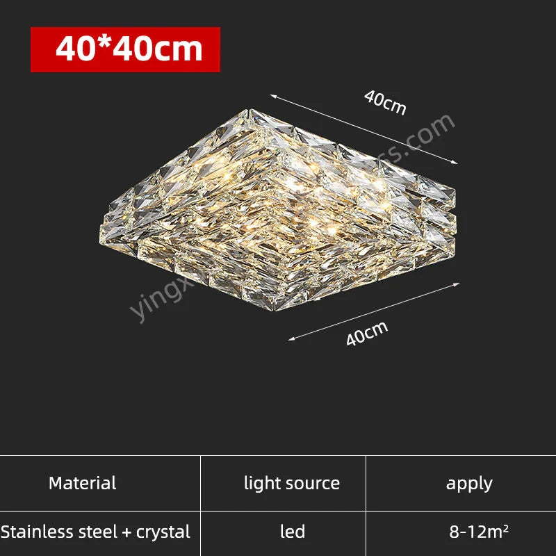 Crystal Square Ceiling Light: Elegant Indoor LED Lighting Fixture for Living Room, Bedroom & Corridor