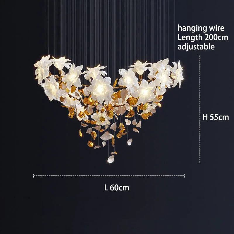 Crystal Flower Chandelier: Luxury Ceiling Pendant Light for Home Decor