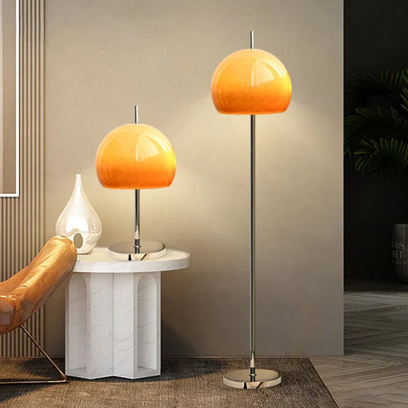 Retro Glass Gradient Orange Mushroom LED Floor Lamp for Living Room & Bedroom