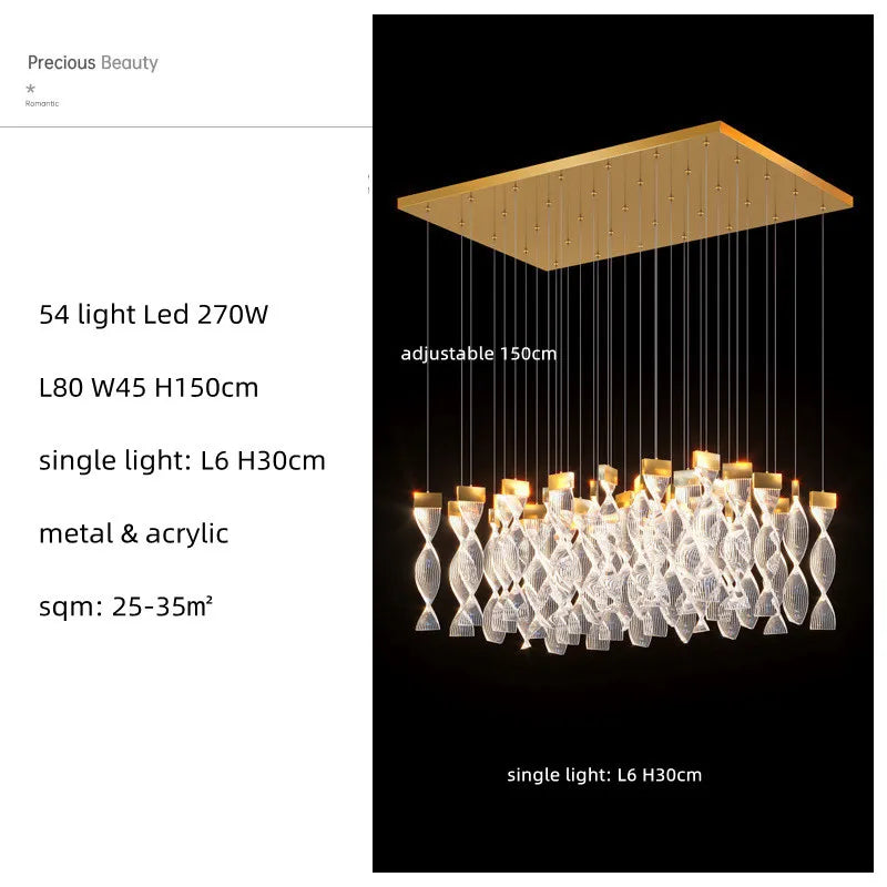 Nordic Acrylic LED Dimmable Chandelier Modern Luxury Foyer Pendant Lighting