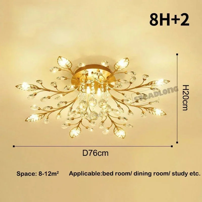 Crystal Ceiling Chandelier LED Light Fixture for Living Room Bedroom Kitchen