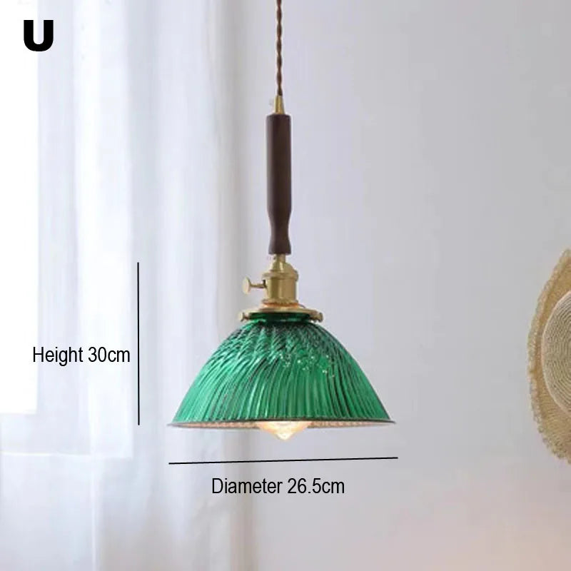 Nordic Wooden Glass Pendant Chandelier for Bedroom Living Dining Room