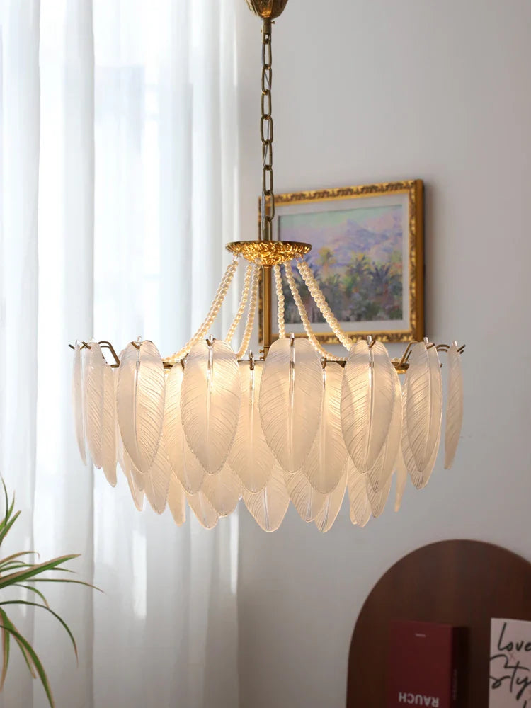 Feather Pendant Chandelier for Luxe Ceiling Decor in French Loft Style