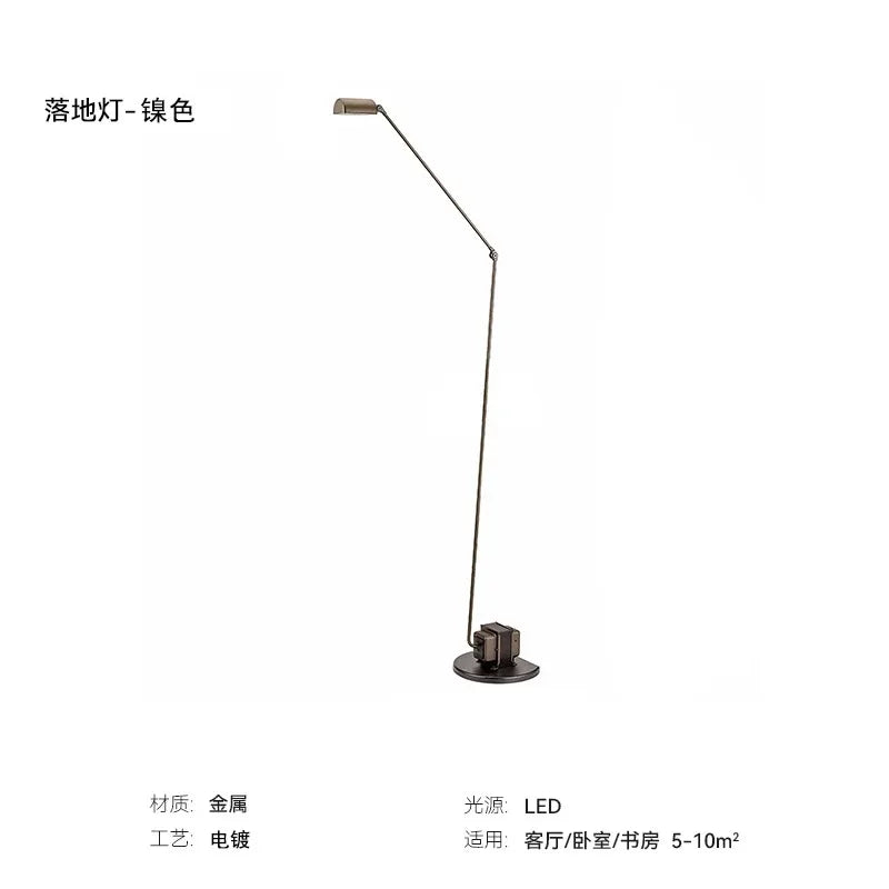 Lumina Adjustable Long Arm Floor Lamp - Industrial Design for Reading and Study Room