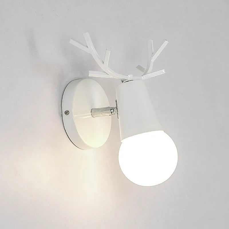 LED Antlers Wall Lamp Wooden Nordic Vintage Modern Loft Bedroom Lighting E27