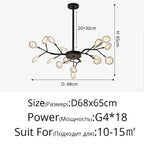 Branch Shape Firefly Ceiling Chandelier G4 Led Lighting Indoor Hanging Lamp
