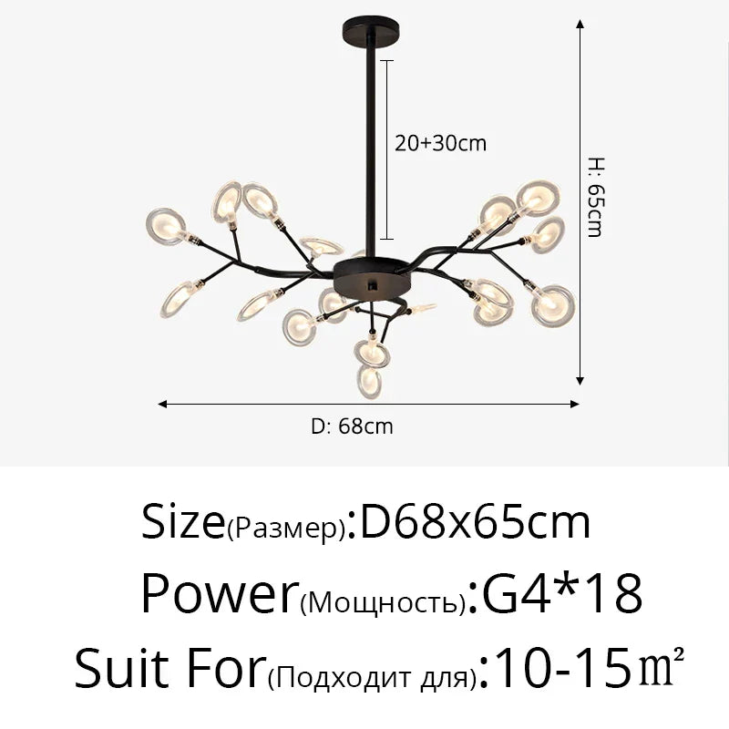 Branch Shape Firefly Ceiling Chandelier G4 Led Lighting Indoor Hanging Lamp
