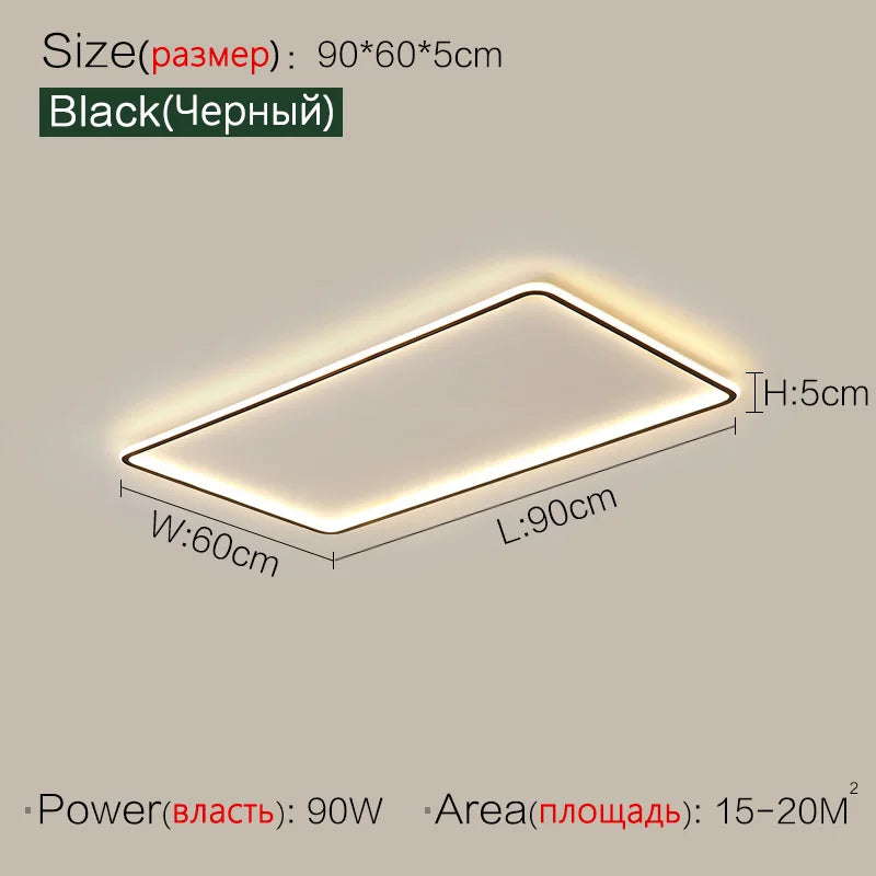 Modern LED Ceiling Lights Rectangular Smart Main Lamp Nordic Style