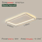 Modern LED Ceiling Lights Rectangular Smart Main Lamp Nordic Style