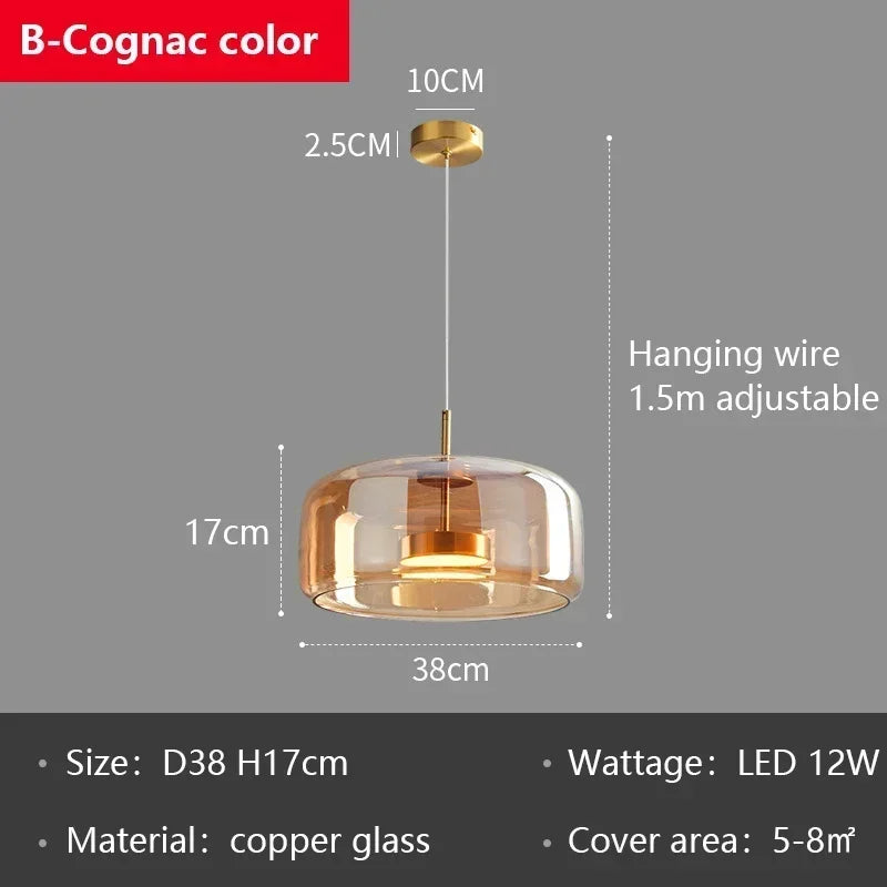 Nordic Glass LED Pendant Lights Copper Chandeliers for Home Decor