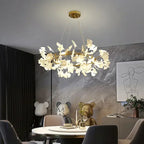 Nordic Ginkgo Branch Leaf Ceiling Chandelier Pendant Lamp for Living Room Home Decor