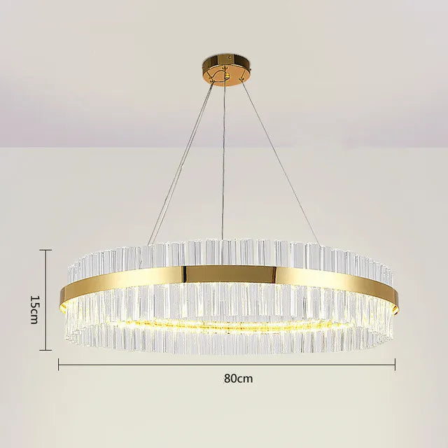 Crystal LED Circle Pendant Chandelier for Living Room Kitchen Decor