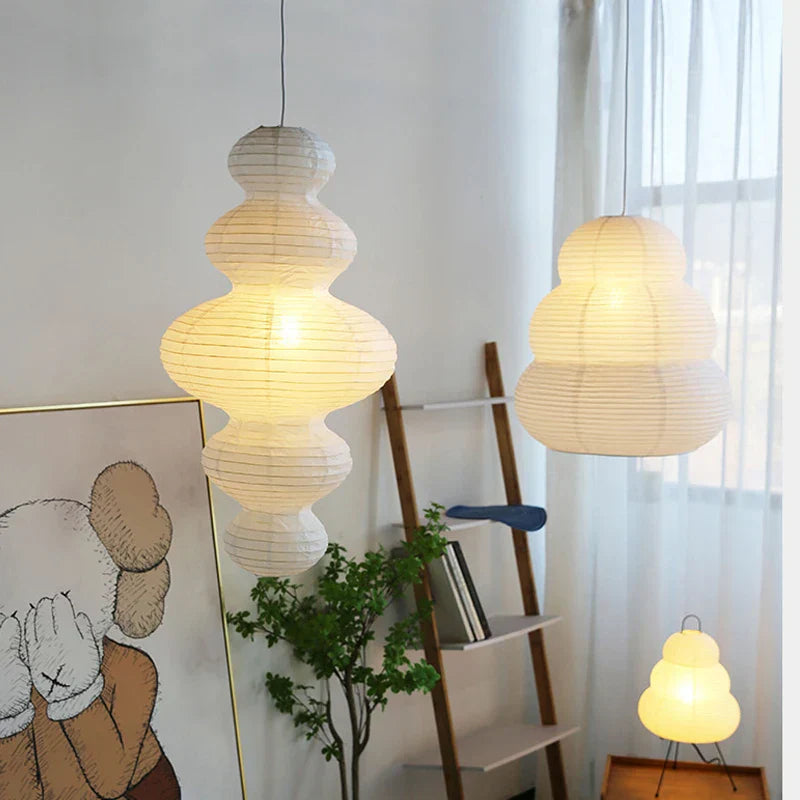 Akari Rice Paper Pendant Lamp for Living Room Bedroom - Wabi Sabi Design