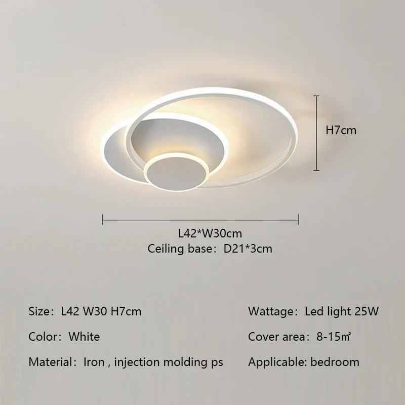Circles LED Ceiling Lights Modern Minimalism Dimmable Bedroom Lamp Fixtures