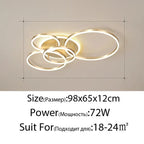 Modern Golden White Ring Chandelier for Living Room, Dimmable LED Ceiling Light