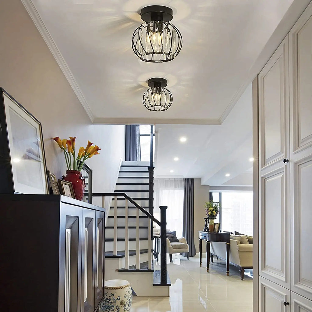 Modern Industrial LED Crystal Ceiling Light for Kitchen Hallway Dining Living Room