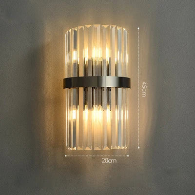 Art Deco Stainless Steel Crystal LED Wall Sconce Black Gold Bedroom Corridor