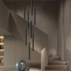 Modern Minimalist LED Stair Chandelier for Duplex Building Villa Living Room Dining Area