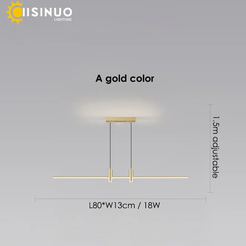 Adjustable LED Pendant Light in Black/Gold for Office Dining Living Room
