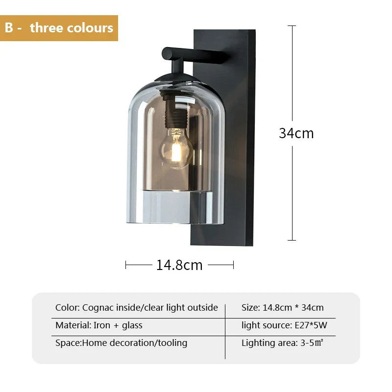 Double Glass Wall Art Light - Luxury Nordic Style for Bedroom and Aisle Decor