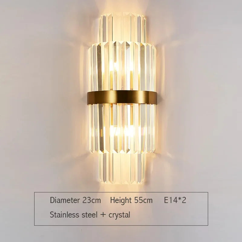 Crystal Gold LED Wall Sconce for Bedroom Living Room Home Decoration