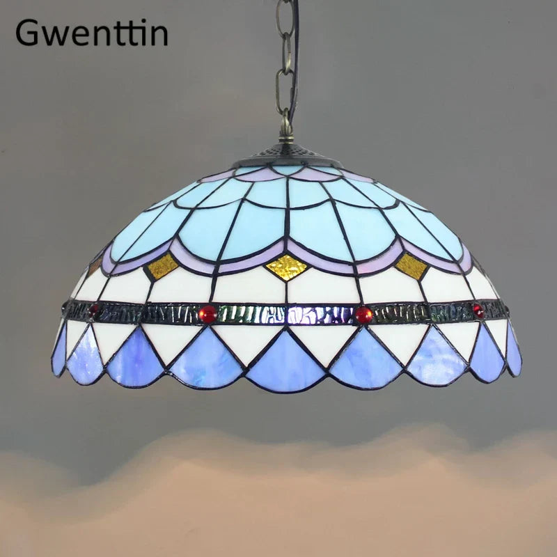 Stained Glass Pendant Lights: Baroque Style LED Kitchen Lighting Fixtures