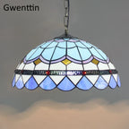 Stained Glass Pendant Lights: Baroque Style LED Kitchen Lighting Fixtures