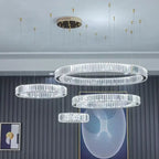 Luxury Gold Steel Crystal Chandelier Pendant Lights - Remote Control Dimmable Fixture