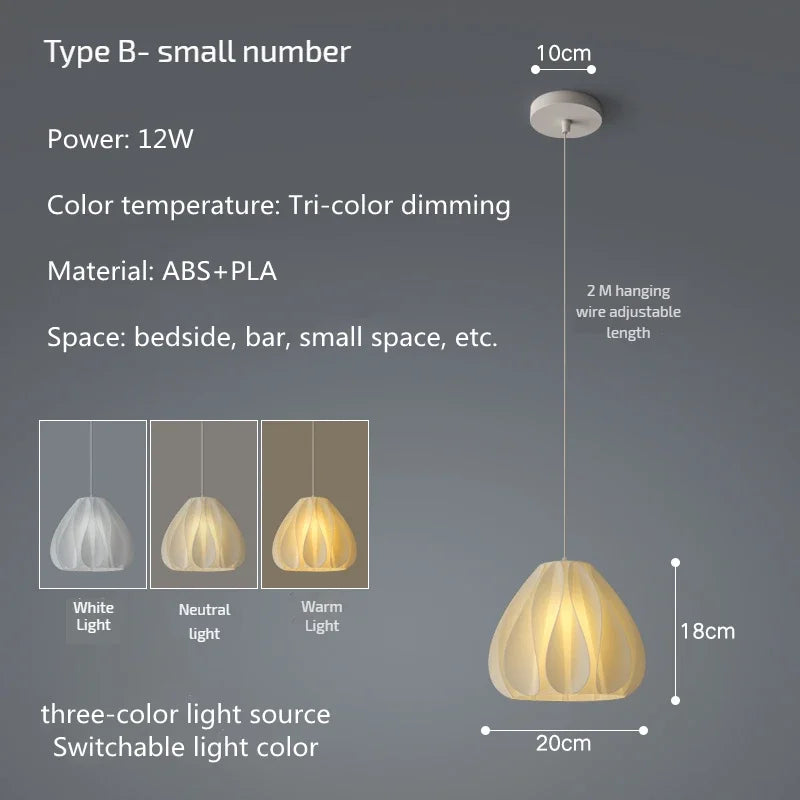 Modern 3D Printed Ceiling Chandelier for Living Room, Bedroom, and Dining Table