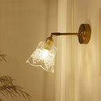 Brass Mirror Wall Sconce with Glass Shade for Bedroom and Living Room