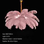 Ostrich Feather LED Pendant Lamp - Nordic Bedroom Living Room Decor