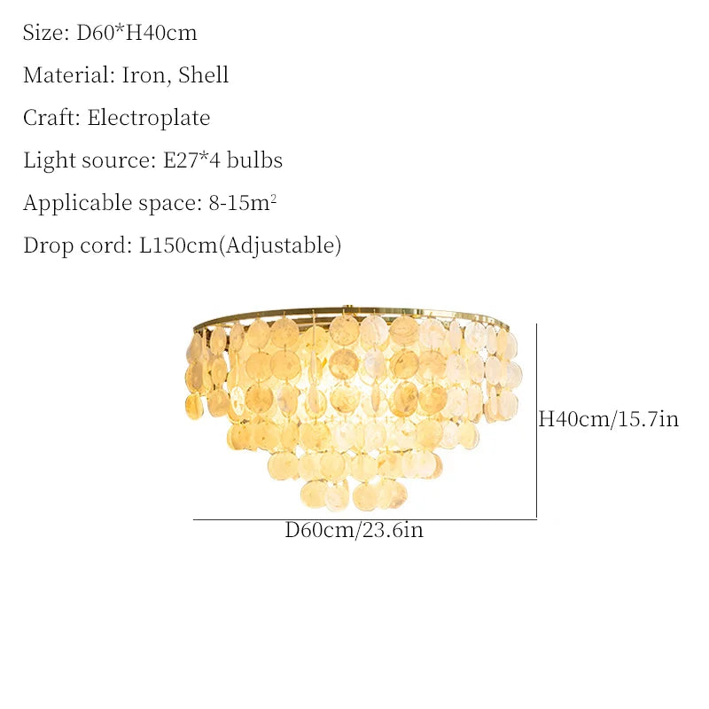 Shell Chandelier: Mediterranean Sea Pendant Light for Home, Bar, Restaurant.