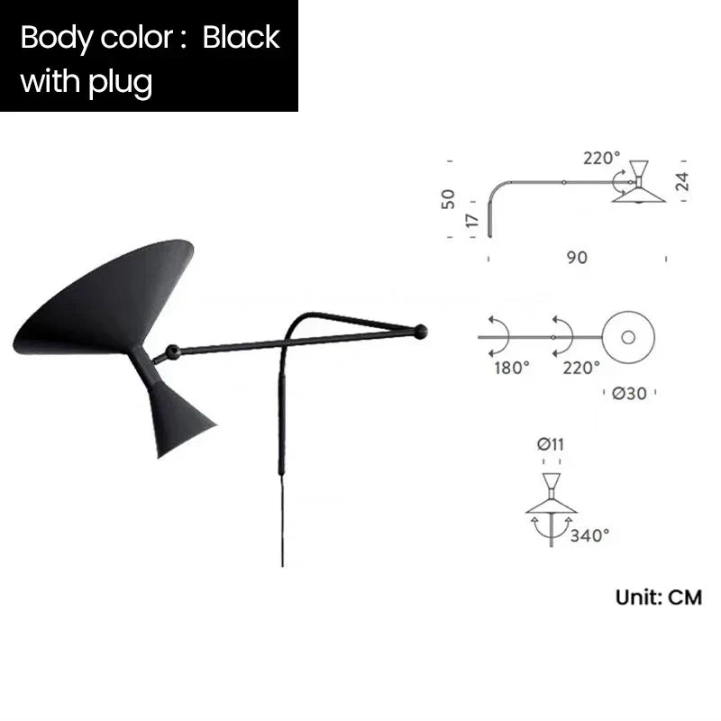 Marseille Adjustable Wall Lamp: Industrial Design Sconce for Living Room and Bedroom