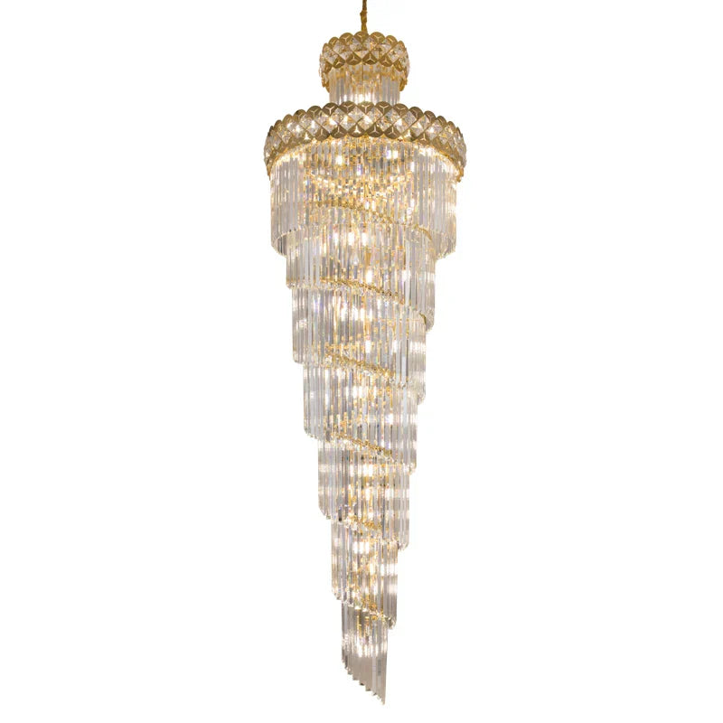 Luxury Crystal Chandelier for Duplex, Villa, Hotel Lobby, and Spiral Staircase