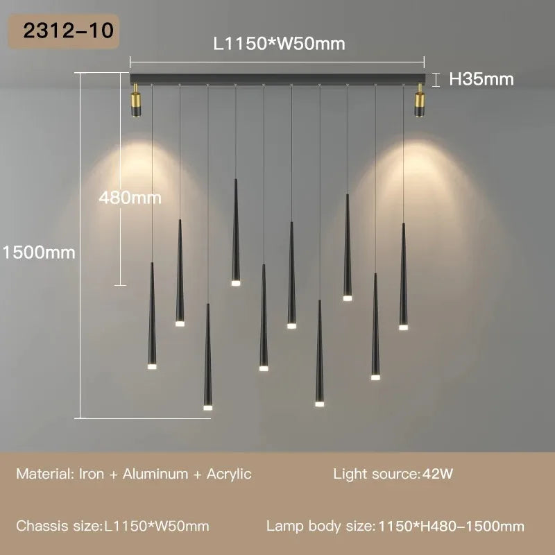 Long Strip Spotlight Pendant Lamp: Modern Chandelier for Living, Dining, Bedroom, Hall Lighting