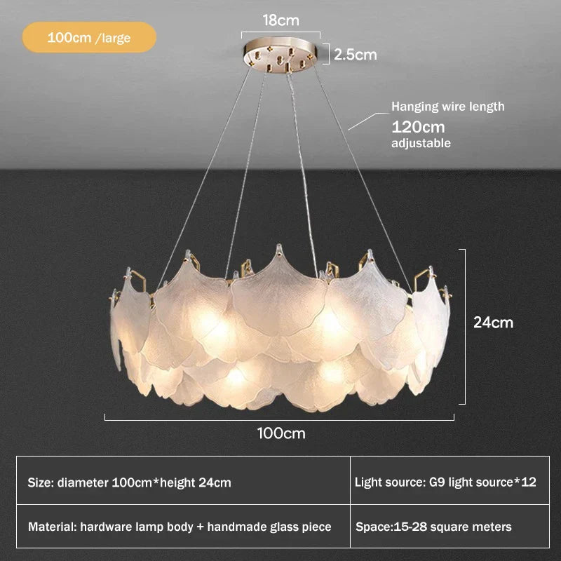 Glass Chandelier LED Circle Pendant Lights for Modern Luxury Living & Dining Decor
