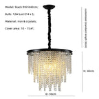 Retro E14 LED Pendant Lights in Black/Gold Finish - Elegant Crystal Suspension Lamp