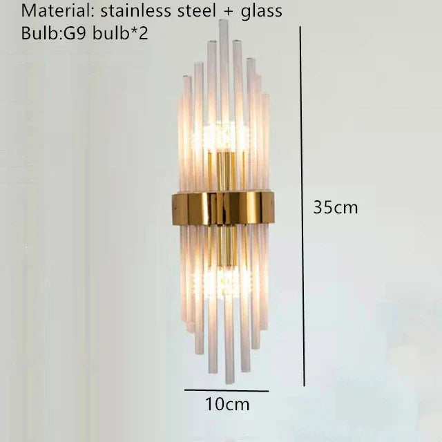 Clear Crystal LED Wall Lamp Stainless Steel Sconces
