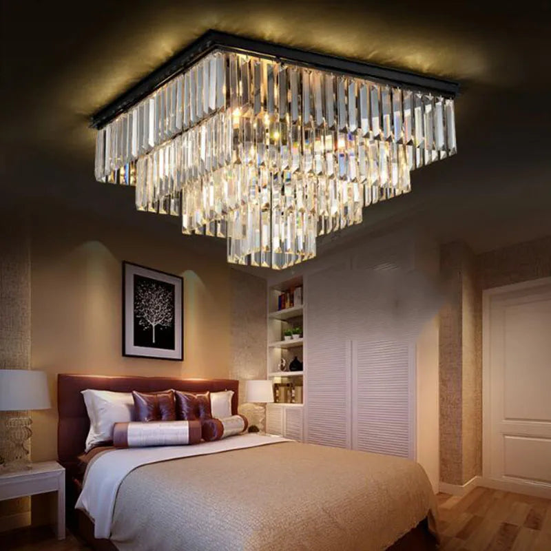Crystal Ceiling Light: Modern Vintage Flush Mount for Home and Hotel Décor