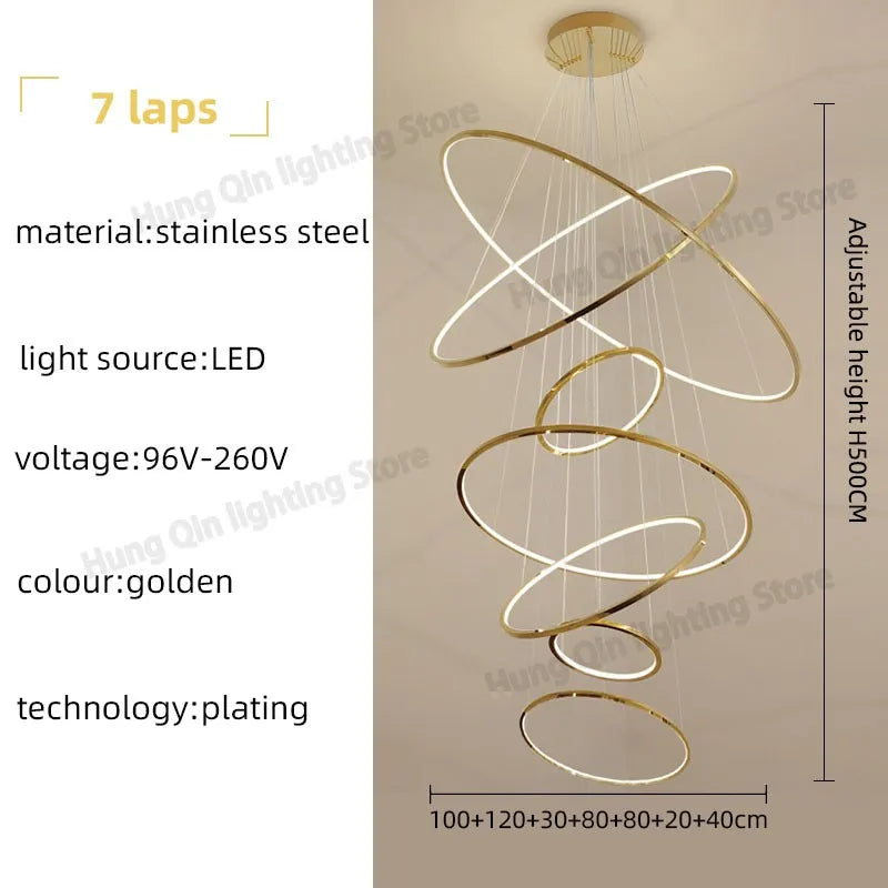 Stainless Steel Ring Pendant Light Modern Minimalist Chandelier