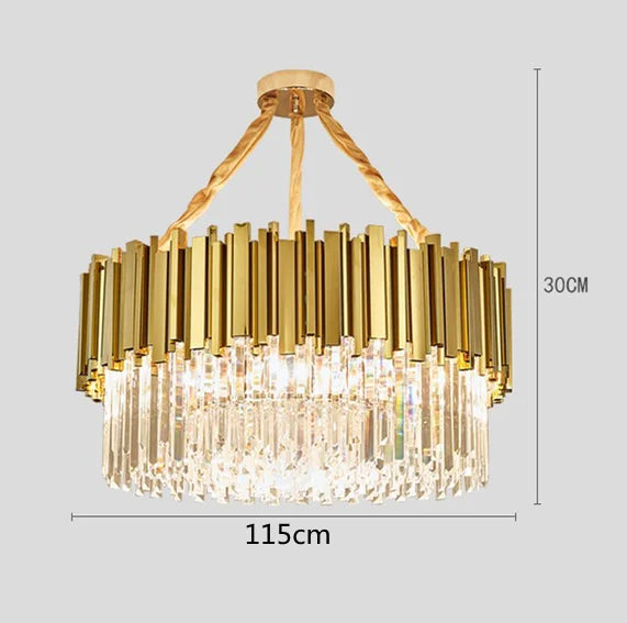 Crystal LED Chandelier: Adjustable Metal Hanging Lamp for Living Room, Dining, Bedroom