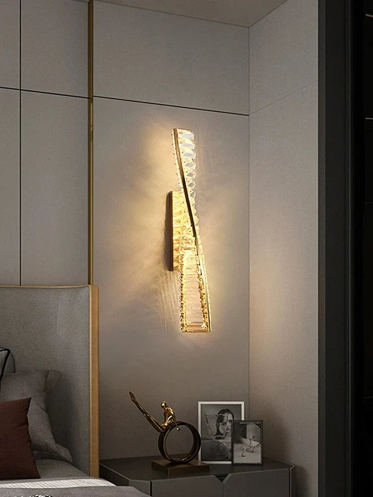 Crystal LED Wall Sconce - Golden Bedroom Bathroom Living Room Mirror Decorluxury Wall Lamp