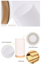 Wooden Bedside Lamp for Bedroom Nightstand - Small Desk light for Living Room